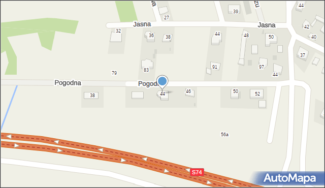 Domaszowice, Pogodna, 44, mapa Domaszowice