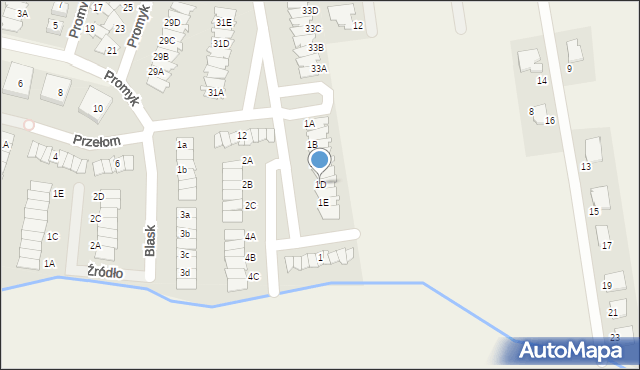 Dopiewiec, Polnych Kwiatów, 1D, mapa Dopiewiec