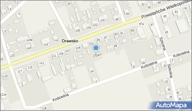 Drawsko, Powstańców Wielkopolskich, 101A, mapa Drawsko