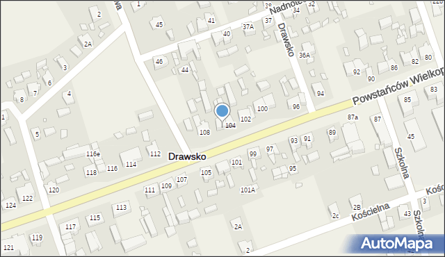 Drawsko, Powstańców Wielkopolskich, 106, mapa Drawsko