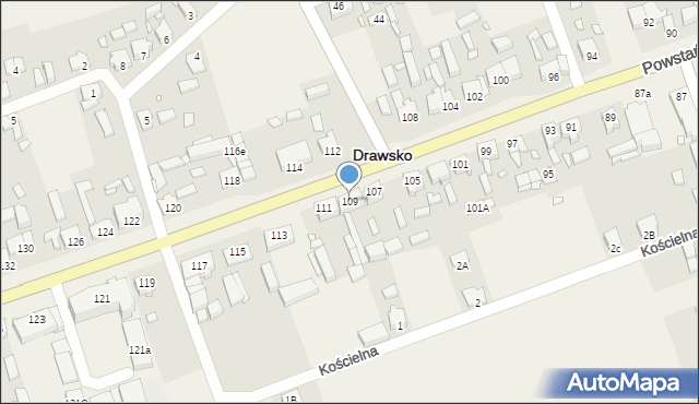 Drawsko, Powstańców Wielkopolskich, 109, mapa Drawsko