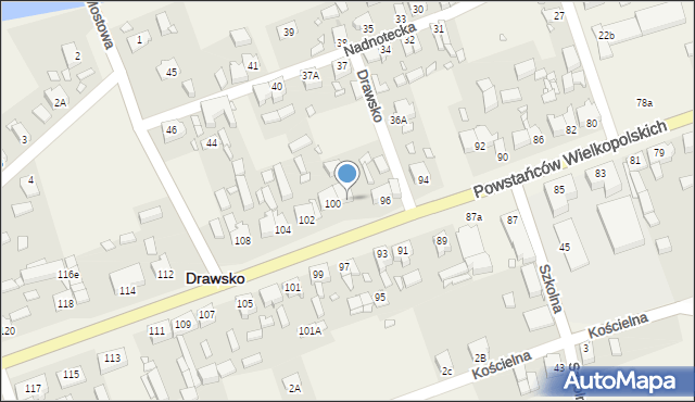 Drawsko, Powstańców Wielkopolskich, 98, mapa Drawsko