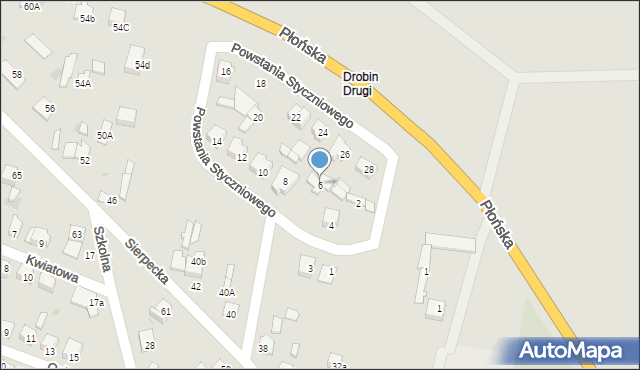 Drobin, Powstania Styczniowego, 6, mapa Drobin