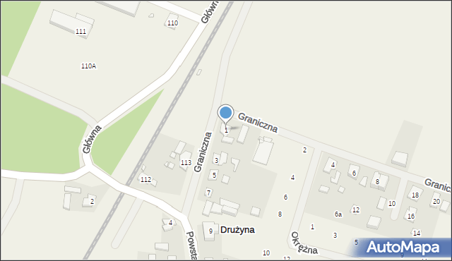 Drużyna, Powstańców Wielkopolskich, 1, mapa Drużyna