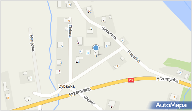 Dybawka, Pogodna, 8, mapa Dybawka