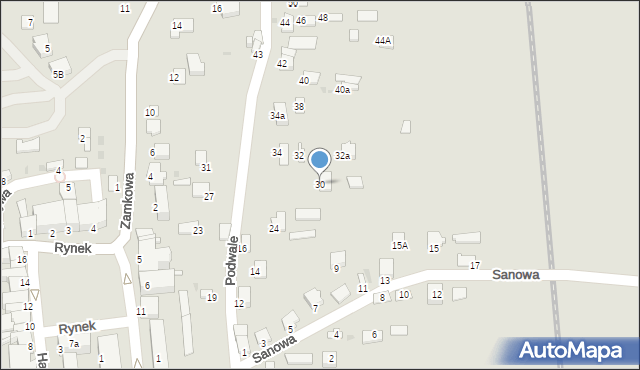 Dynów, Podwale, 30, mapa Dynów