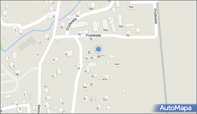 Dynów, Podwale, 48, mapa Dynów