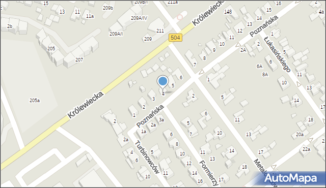 Elbląg, Poznańska, 4, mapa Elbląga