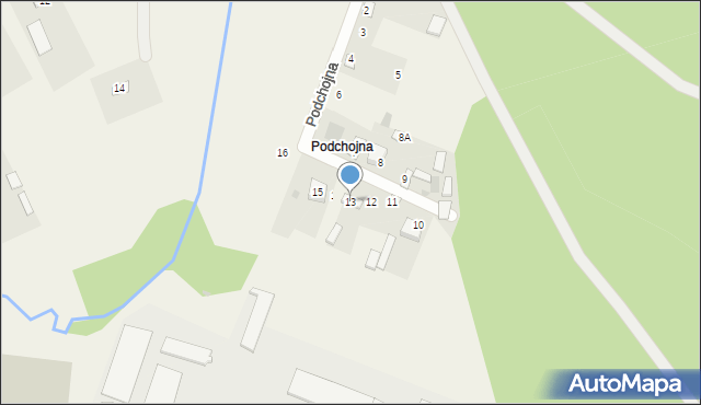 Fałków, Podchojna, 13, mapa Fałków