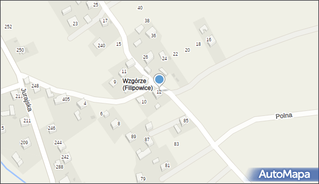 Filipowice, Podgórska, 12, mapa Filipowice