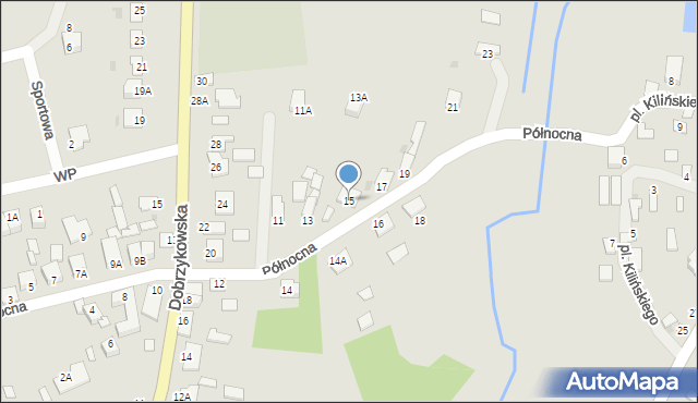 Gąbin, Północna, 15, mapa Gąbin