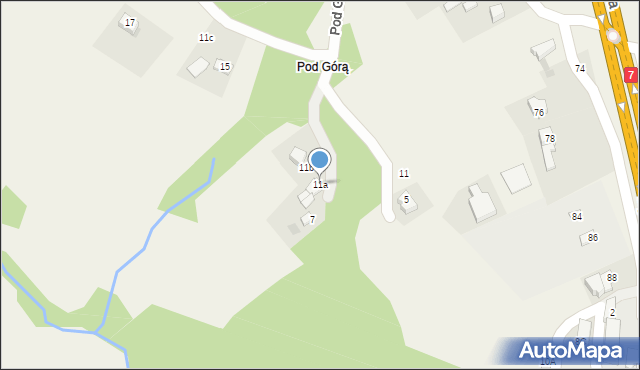 Gaj, Pod Górą, 11a, mapa Gaj