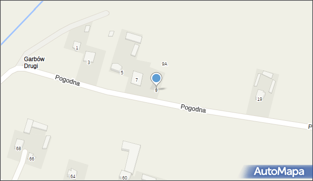 Garbów, Pogodna, 9, mapa Garbów