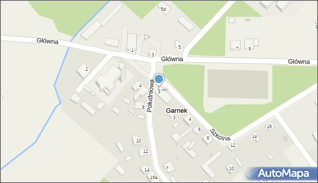 Garnek, Południowa, 1, mapa Garnek