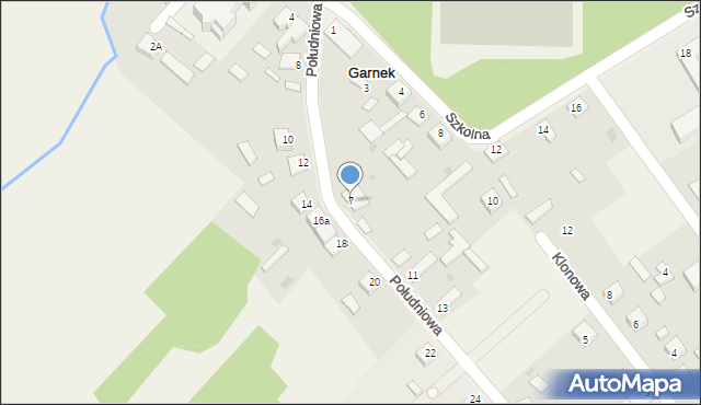 Garnek, Południowa, 7, mapa Garnek