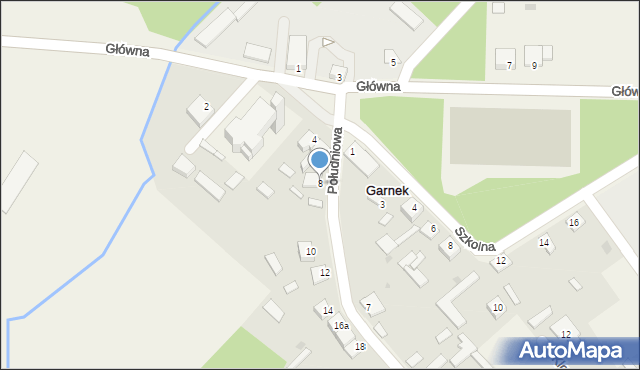 Garnek, Południowa, 8, mapa Garnek