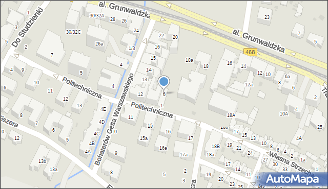 Gdańsk, Politechniczna, 6, mapa Gdańska