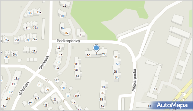 Gdańsk, Podkarpacka, 7B, mapa Gdańska