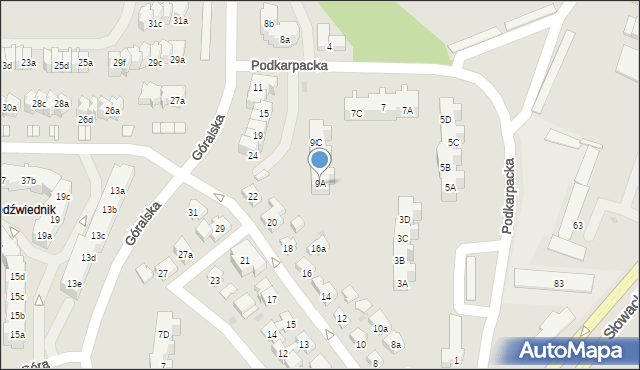 Gdańsk, Podkarpacka, 9A, mapa Gdańska