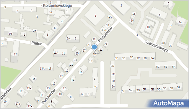 Gdańsk, Portowców, 20, mapa Gdańska