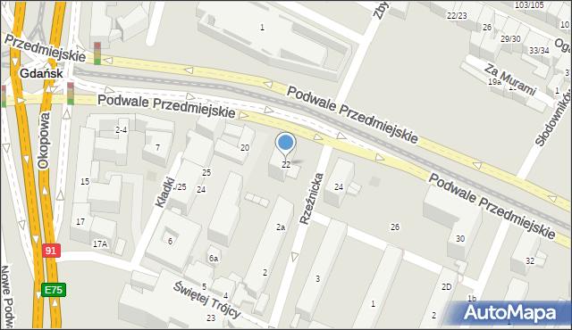 Gdańsk, Podwale Przedmiejskie, 22, mapa Gdańska