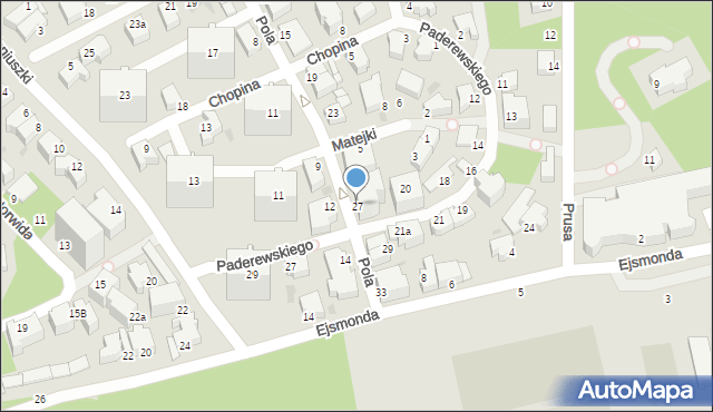 Gdynia, Pola Wincentego, 27, mapa Gdyni