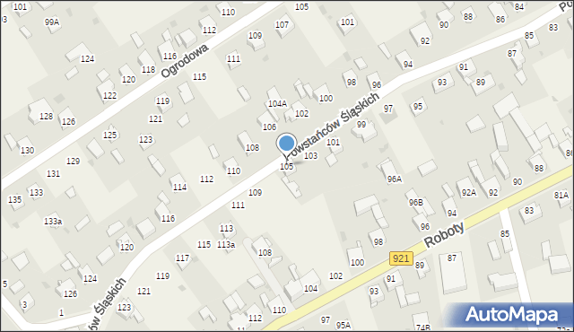 Gierałtowice, Powstańców Śląskich, 105, mapa Gierałtowice