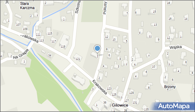 Gilowice, Pokusy, 1, mapa Gilowice