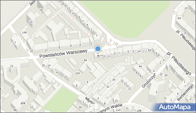 Gliwice, Powstańców Warszawy, 15, mapa Gliwic