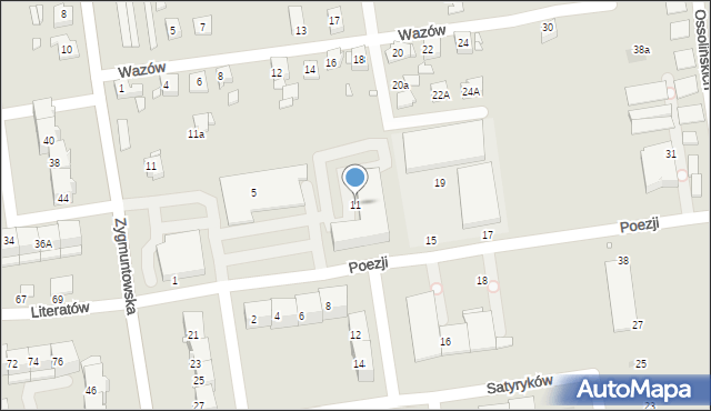 Gliwice, Poezji, 11, mapa Gliwic