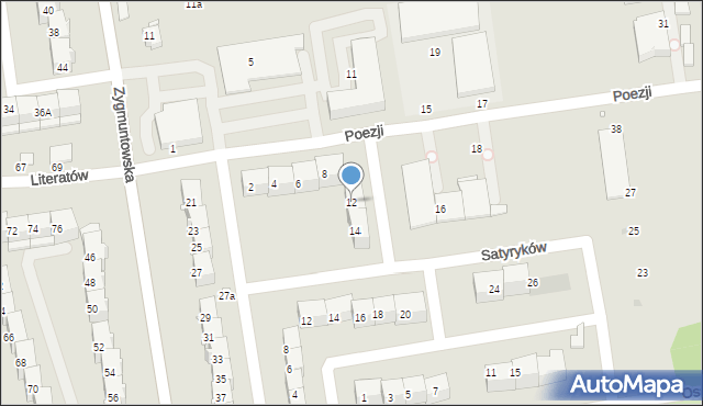 Gliwice, Poezji, 12, mapa Gliwic