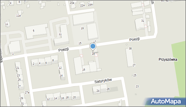 Gliwice, Poezji, 18, mapa Gliwic