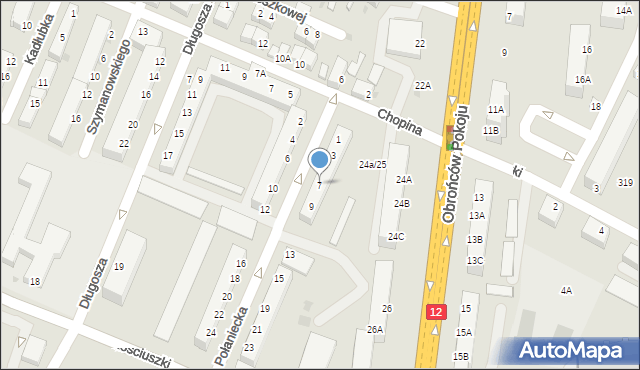 Głogów, Połaniecka, 7, mapa Głogów