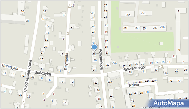Głubczyce, Powstańców, 28, mapa Głubczyce
