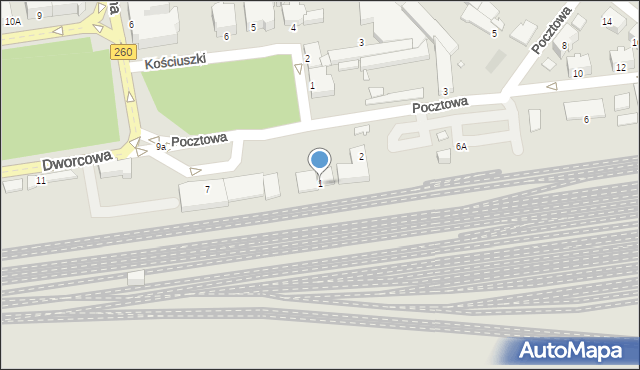 Gniezno, Pocztowa, 1, mapa Gniezna