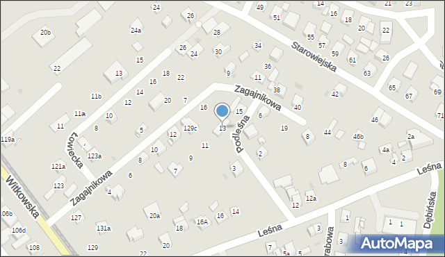 Gniezno, Podleśna, 13, mapa Gniezna