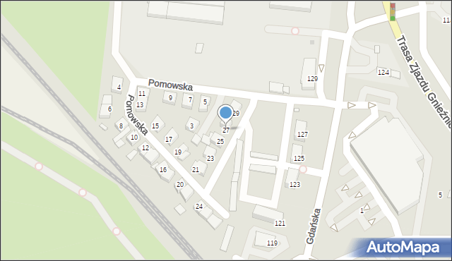 Gniezno, Pomowska, 27, mapa Gniezna