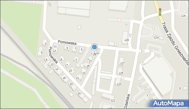 Gniezno, Pomowska, 29, mapa Gniezna