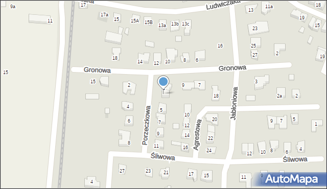 Gniezno, Porzeczkowa, 3, mapa Gniezna