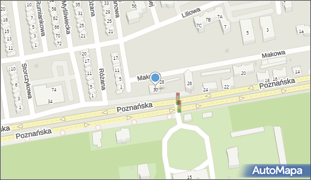 Gniezno, Poznańska, 30, mapa Gniezna