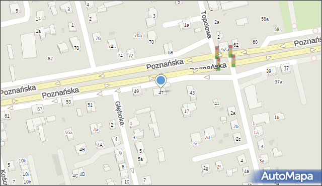 Gniezno, Poznańska, 47, mapa Gniezna