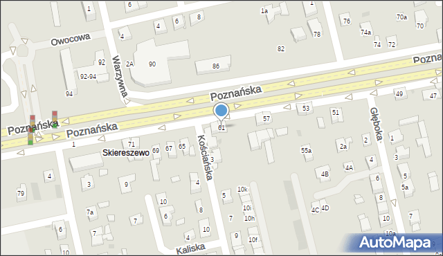 Gniezno, Poznańska, 61, mapa Gniezna