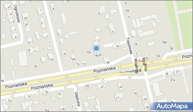 Gniezno, Poznańska, 70, mapa Gniezna