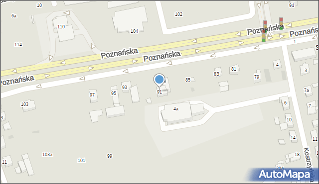 Gniezno, Poznańska, 91, mapa Gniezna