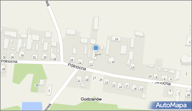 Godzianów, Północna, 20, mapa Godzianów