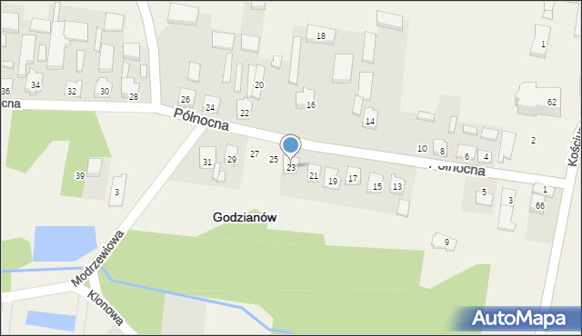 Godzianów, Północna, 23, mapa Godzianów