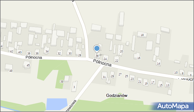 Godzianów, Północna, 26, mapa Godzianów