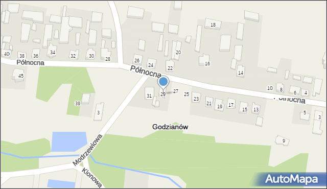 Godzianów, Północna, 29, mapa Godzianów