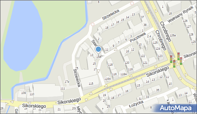 Gorzów Wielkopolski, Pocztowa, 13A, mapa Gorzów Wielkopolski