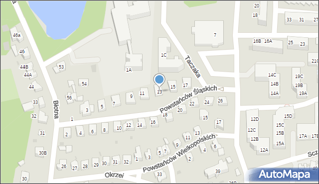 Gorzów Wielkopolski, Powstańców Śląskich, 13, mapa Gorzów Wielkopolski